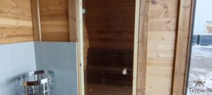 Outdoor hobbit style wooden sauna 12 1