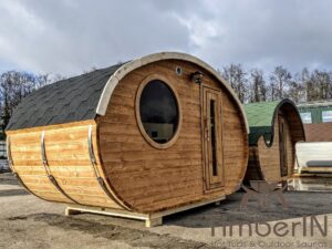 Outdoor hobbit style wooden sauna 25