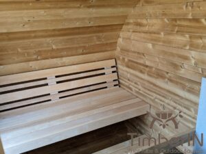 Outdoor hobbit style wooden sauna 38