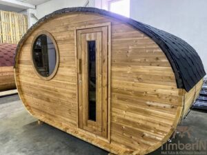 Outdoor hobbit style wooden sauna 5