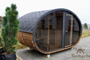 Outdoor hobbit style wooden sauna 8 1