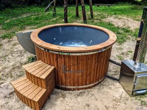 Fiberglass outdoor hot tub with external heater 18