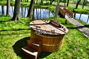 Wooden hot tub thermowood deluxe spa model 27