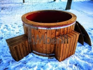 Electricity heated fiberglass hot tub with thermowood decoration 13