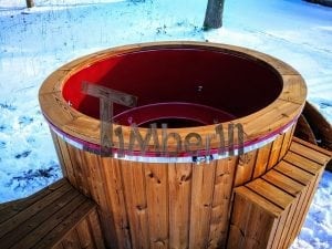 Electricity heated fiberglass hot tub with thermowood decoration 19