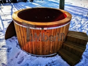 Electricity heated fiberglass hot tub with thermowood decoration 21