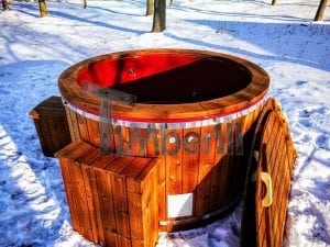 Electricity heated fiberglass hot tub with thermowood decoration 26