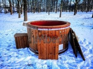 Electricity heated fiberglass hot tub with thermowood decoration 3
