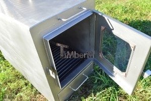 Wood fired hot tub squared heater with glass 11