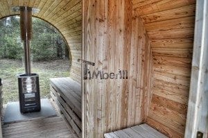 Barrel outdoor garden sauna with panoramic window 33