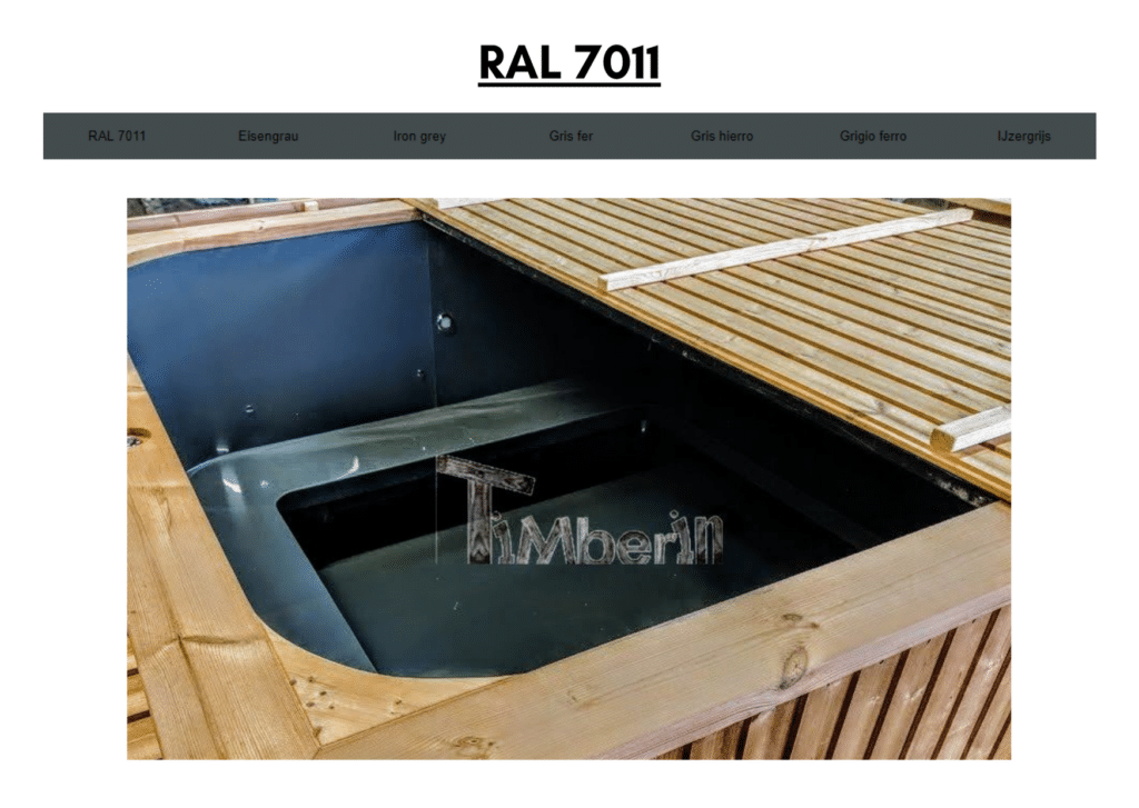 Outdoor garden hot tub jacuzzi with polypropylene liner Dark Grey RAL 7011 23