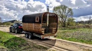 Mobile Rectangular Outdoor Sauna On Wheels Trailer (10)