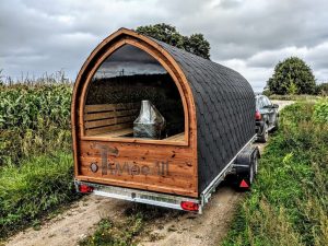 Mobile Outdoor Igloo Sauna On Wheels Harvia Wood Burner (11)