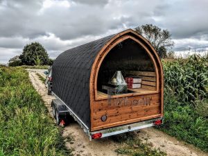 Mobile Outdoor Igloo Sauna On Wheels Harvia Wood Burner (15)