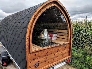 Mobile Outdoor Igloo Sauna On Wheels Harvia Wood Burner (17)
